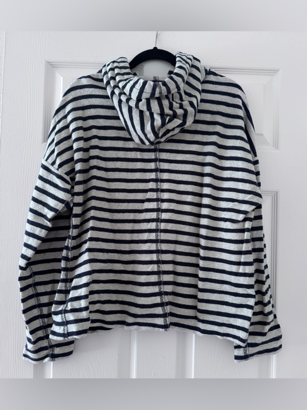 T by Alexander Wang Black White Oversized Hoodie Sweater Stripped L Large - Picture 2 of 10